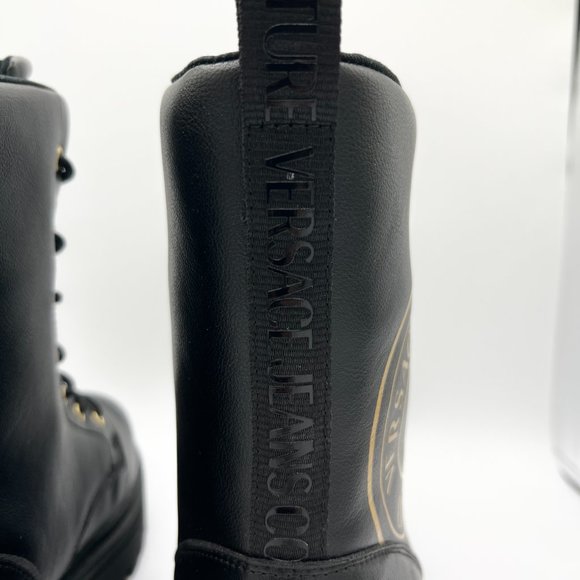 Versace Jeans Couture logo-print leather combat boots main image 8